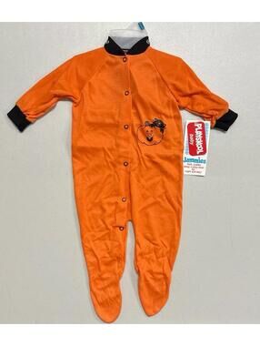 NWT Vintage PlaySkool Jammies Halloween Pumpkin Footed Pajamas 6-12M